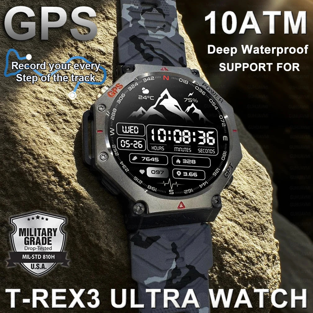 Military Smart Watch T-Rex Waterproof AMOLED Bluetooth Call Smart watch