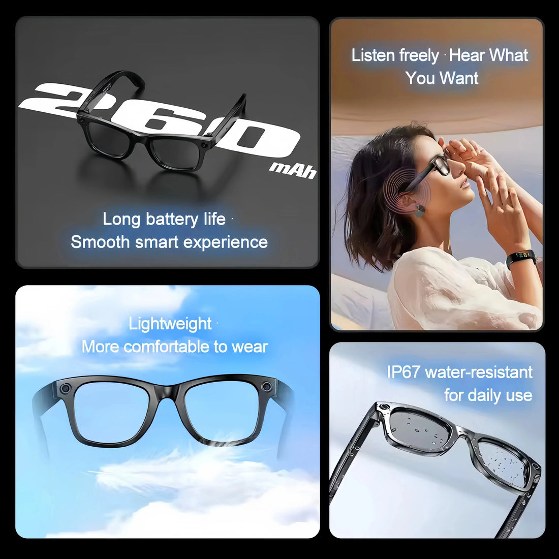 2025  Smart  Sunglasses ai smart glasses with Camera Video 8MP Translation  Bluetooth Call Music Play Men Women  Recording 100+
