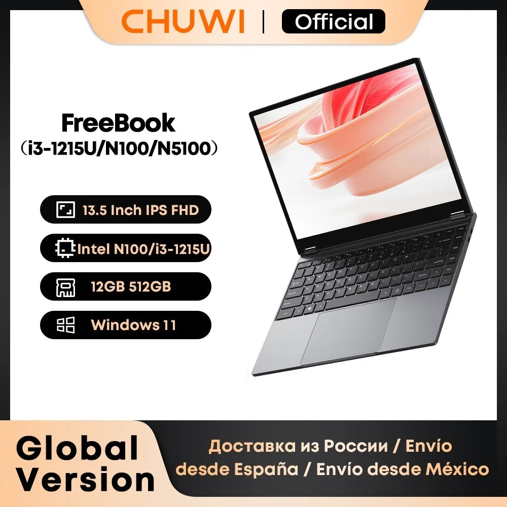 FreeBook 2 in 1 Laptop Tablet 13.5" FHD Touch Screen